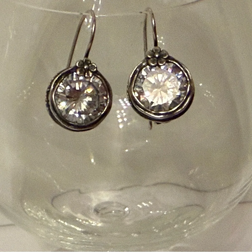 DIDAE ISRAEL EARRINGS STERLING SILVER 925 CZ CUBIC ZIRCONIA ROUND FRENCH HOOK